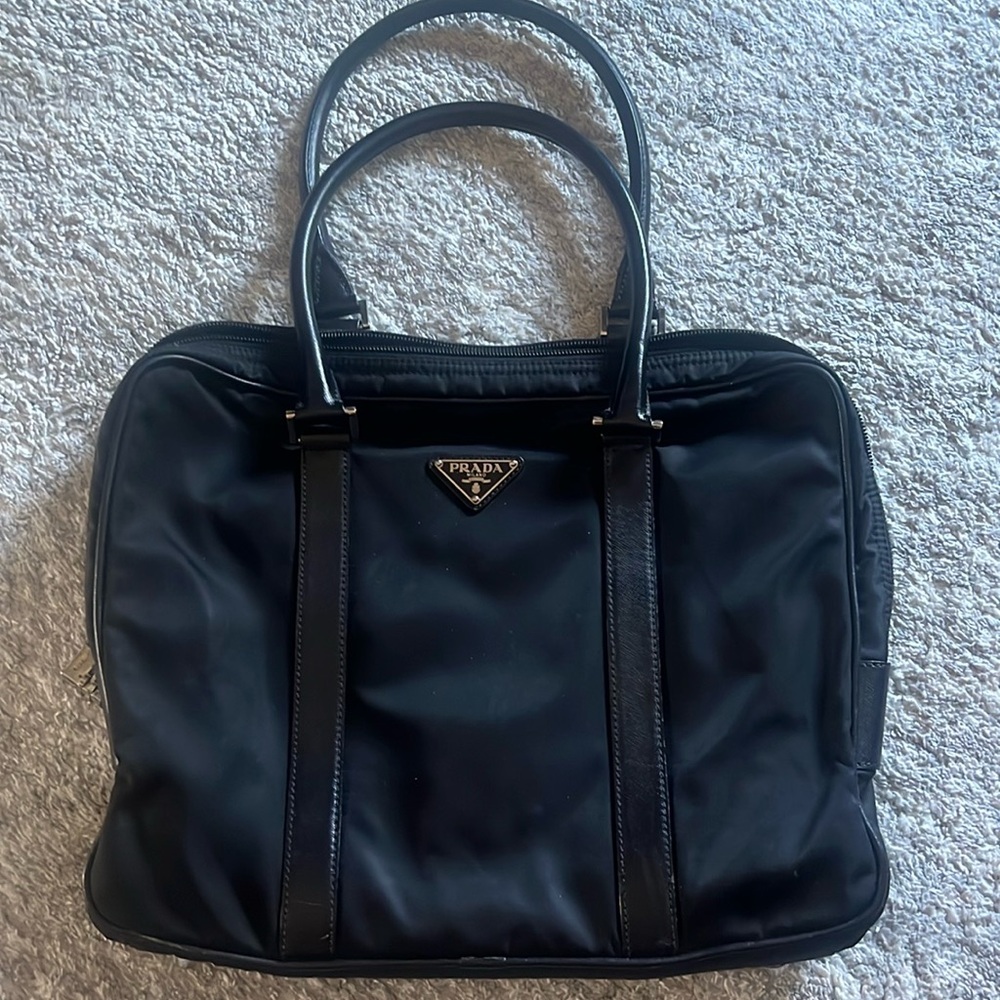 Prada Authentic Laptop Bag/Black, durable
